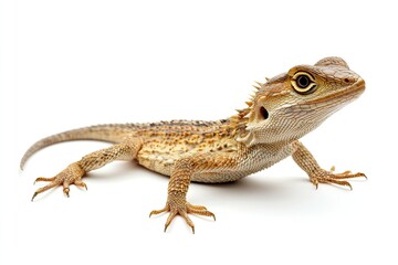 Fototapeta premium Lizard climbing and basking isolated on a white background