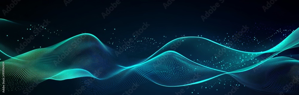 Poster information technology background. lines forming waves in a dynamic wave background. 3d rendering.