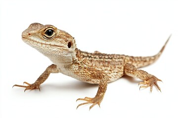 Naklejka premium Lizard climbing and basking isolated on a white background