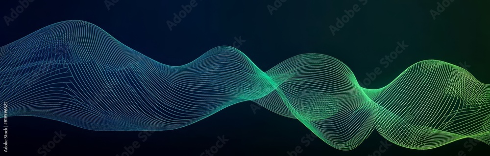 Poster big data flow. information technology background. linear wave background rendered in 3d.