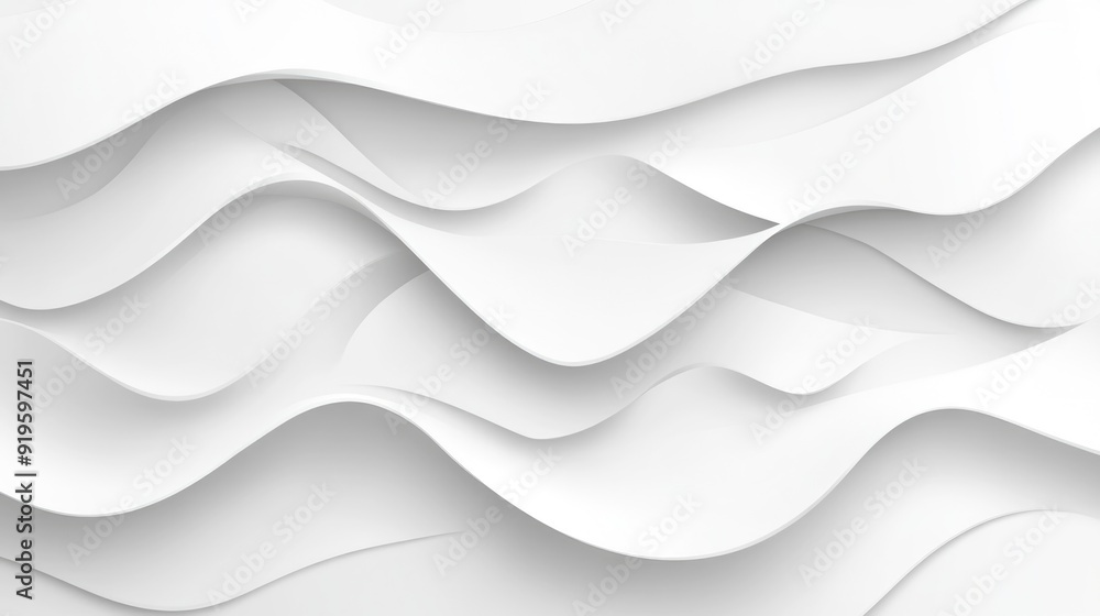 Poster smooth, layered white waves create an elegant and calming visual effect