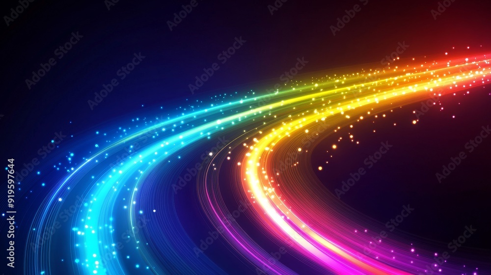Poster the background is an abstract digital image composed of rounded colored lines. the space represents 