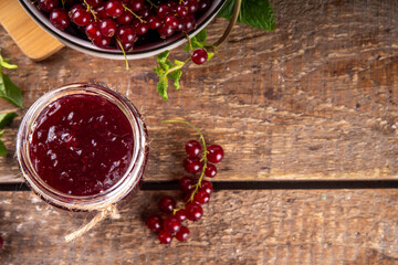 Organic red currant berry jam or marmalade