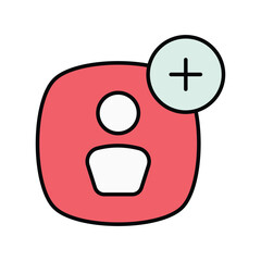 add friend color line icon with white background vector stock illustration