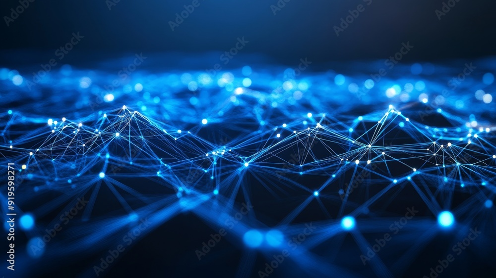 Poster a blue network connection structure with an abstract digital background. big data visualization. 3d 