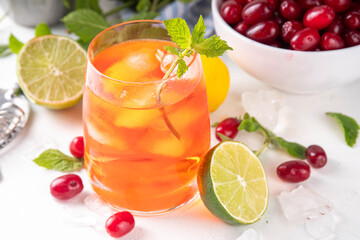 Cornelian cherry, dogwoods berry Caipirinha, lemonade or sangria drink