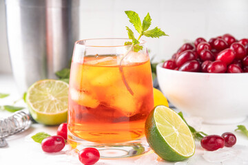 Cornelian cherry, dogwoods berry Caipirinha, lemonade or sangria drink