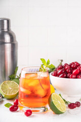 Cornelian cherry, dogwoods berry Caipirinha, lemonade or sangria drink