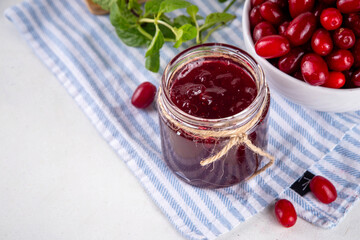 Cornelian cherry, dogwoods edible berry jam or marmalade