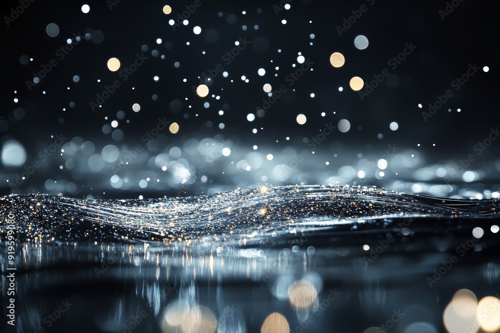 Poster in this network technology background, a futuristic silver wave background is created using generati