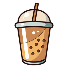 Illustration of milk tea bubble coffee 