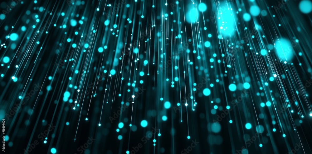 Poster illustration of big data analytics and high speed communication technology. concept for digital info