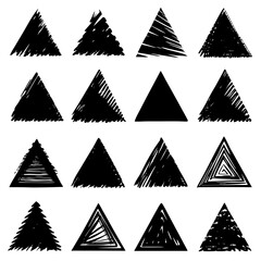Fototapeta premium Black triangles on a pure white background are depicted in this image