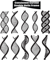 Double Helix Frame   Flat Black Silhouette Vector Art Bundle