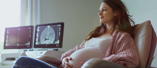Happy woman during ultrasound