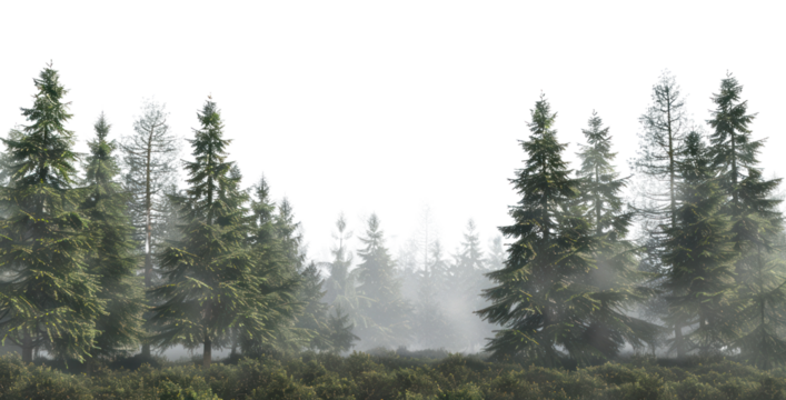 PNG Serene misty evergreen forest landscape