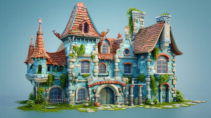 Obraz premium fantasy building, royal palace, 3d rendering, Generative AI