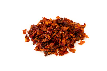 Dried tomatoes isolated on a white background.