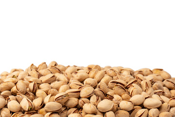 Tasty pistachios isolated on a white background.