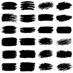 There is a set of black brush strokes placed on a white background