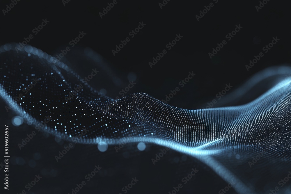 Poster design with abstract waves and dots. background with hi-tech and big data.