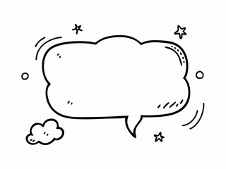 Speech balloon frame. Simple sketch bubble sketch for text. Line doodle decorative quotes cloud and frame. Comic badge box elements and decoration. Vector collection
