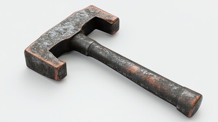 Rusty metal hammer isolated on white background.