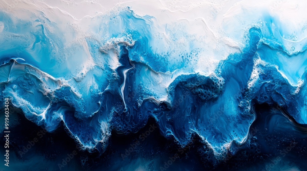 Poster abstract texture with undulating strokes of acrylic paint close-up.