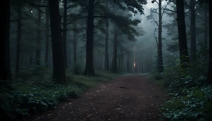 Obraz premium Lightning in the forest, dark clouds in the dark old forest