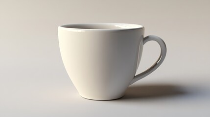 Obraz premium White ceramic coffee mug with a handle, isolated on a white background.