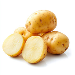 yellow potato in an isolated white background