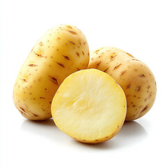 yellow potato in an isolated white background