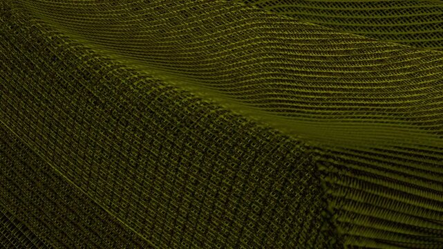 Green woven Material cloth grid floats in three dimension 
