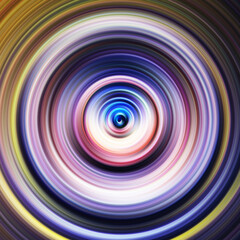 Colorful radial motion effect. Abstract rounded background. Color curves and sphere.