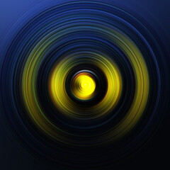 Colorful radial motion effect. Abstract rounded background. Color curves and sphere.