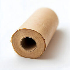 Roll of toilet paper on white background