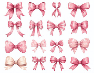 Pink Bows Generative AI Illustration 