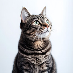 Fototapeta premium Portrait of a cute tabby cat isolated on white background
