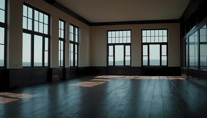 Obraz premium Empty black room windows 21