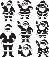 Funny Cartoon Santa Claus silhouette Illustration