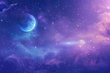 Obraz premium A Blue Moon Amidst a Starry Purple Night Sky