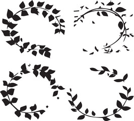 Leafy Wreath   Outline Silhouette Graphics Collection