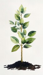 Memorial peace tree planting, green leaves and sunlight, nature tribute, Watercolor style