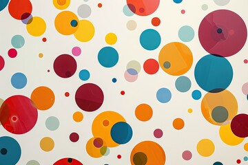 Abstract Pattern of Overlapping Colorful Circles on a White Background