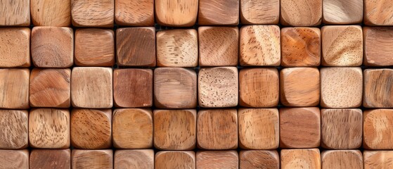 Fototapeta premium A tight shot of a wooden wall, composed of irregularly-sized blocks in differing colors and forms