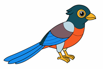 Elegant Trogon Bird Kawaii Vector Illustration Clipart