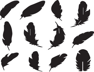 Feather Minimalist Black Silhouette Vector Collection
