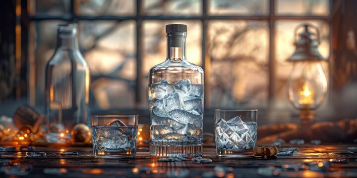 National Vodka Day vodka bottle and shot glasses, October 4th