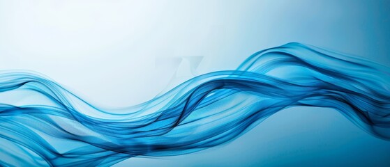 Fototapeta premium A crystal-clear image of a blue wave against a plain white background, accompanied by a tranquil light blue sky in the backdrop