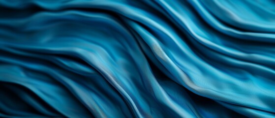 Obraz premium A tight shot of a blue fabric, showcasing undulating patterns at its upper and lower edges